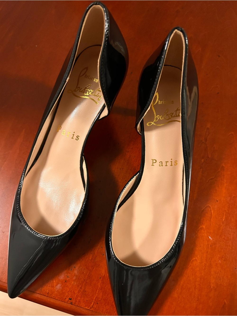 Christian Louboutin Black Patent Pointed Toe Pumps